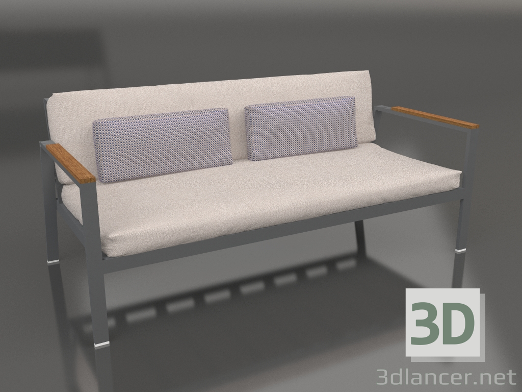 3d model 2-seater sofa (Anthracite) - preview