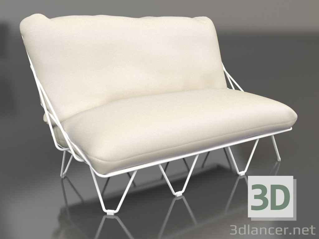 3d model 2-seater sofa (White) - preview