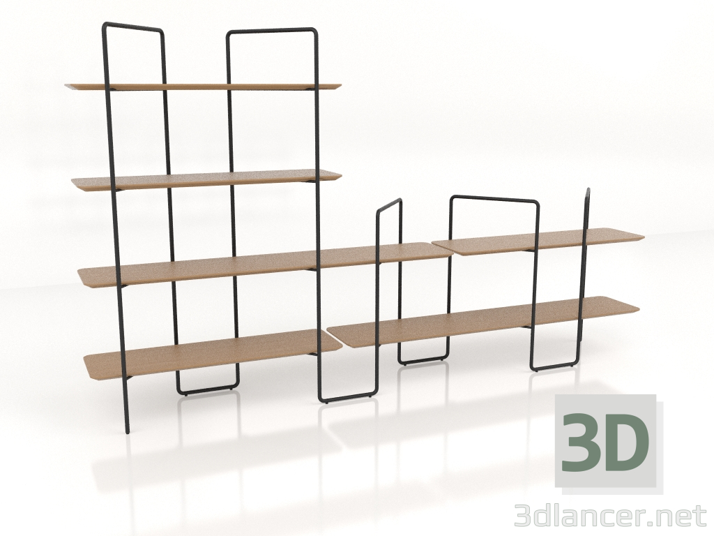 3d model Rack modular (composición 3 (04+03+U)) - vista previa