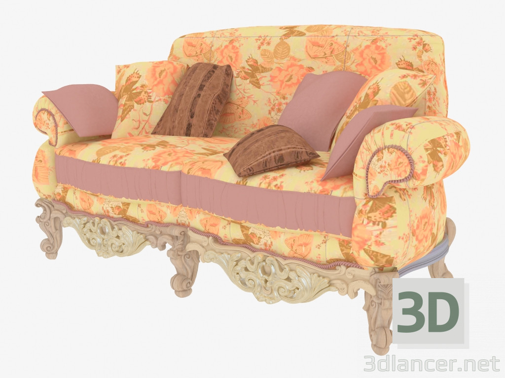 3D Modell Klassisches Doppel-Sofa (12422) - Vorschau