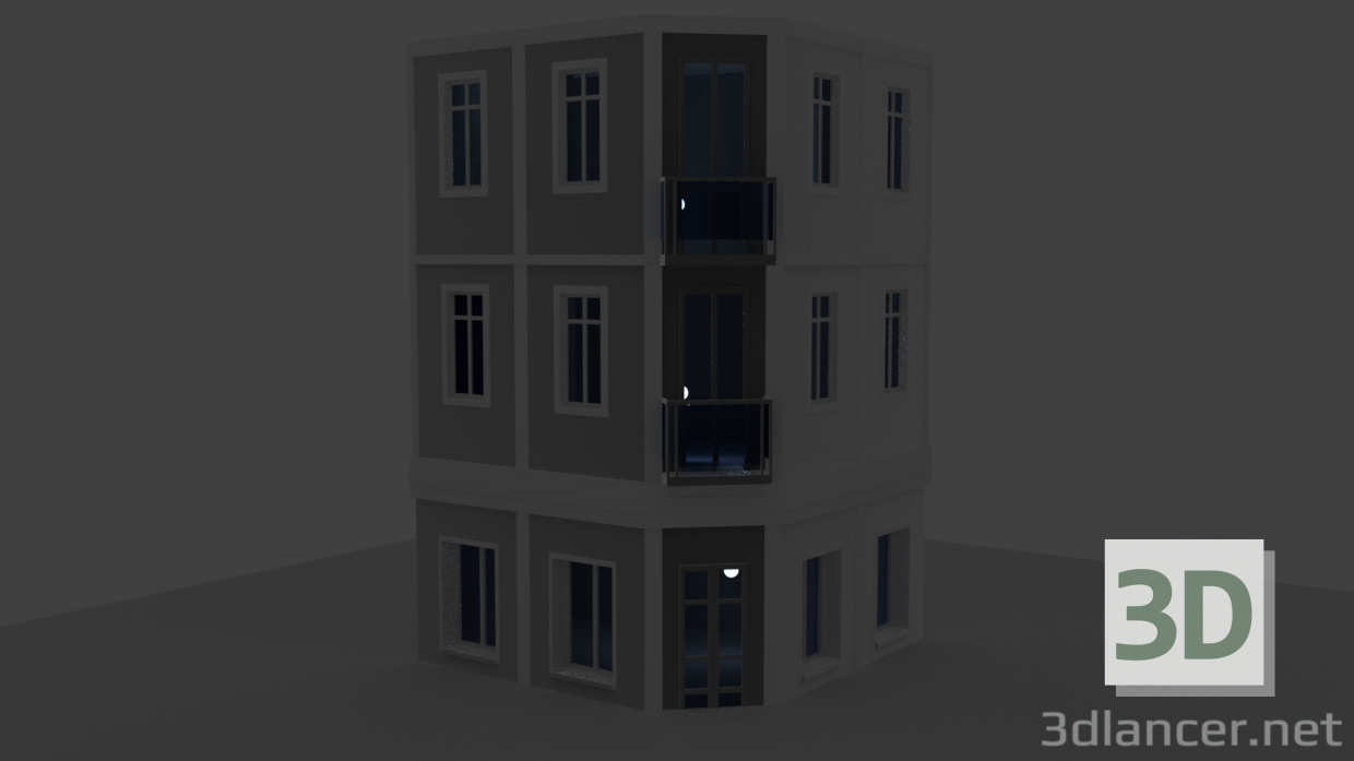 3d model edificio - vista previa