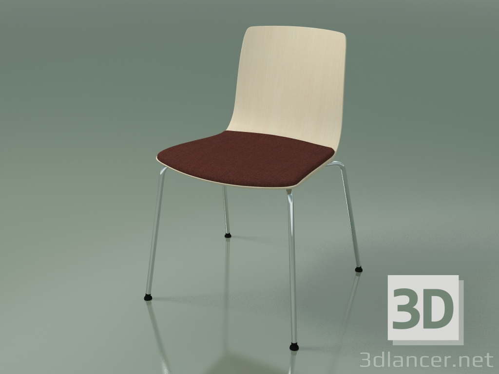 3d model Silla 3973 (4 patas de metal, con una almohada en el asiento, abedul blanco) - vista previa