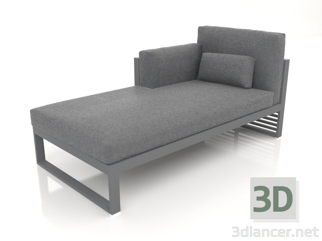 modèle 3D Canapé modulable, section 2 gauche, dossier haut (Anthracite) - preview