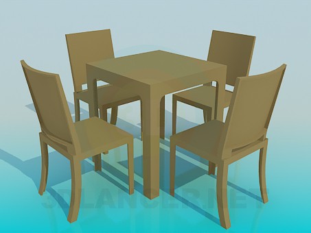 3d model Table with chairs set - preview