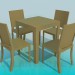 3d model Table with chairs set - preview