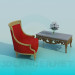 3d model Coffee table with a comfortable armchair - preview