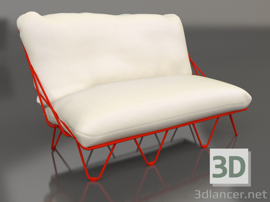 modello 3D Divano 2 posti (Rosso) - anteprima