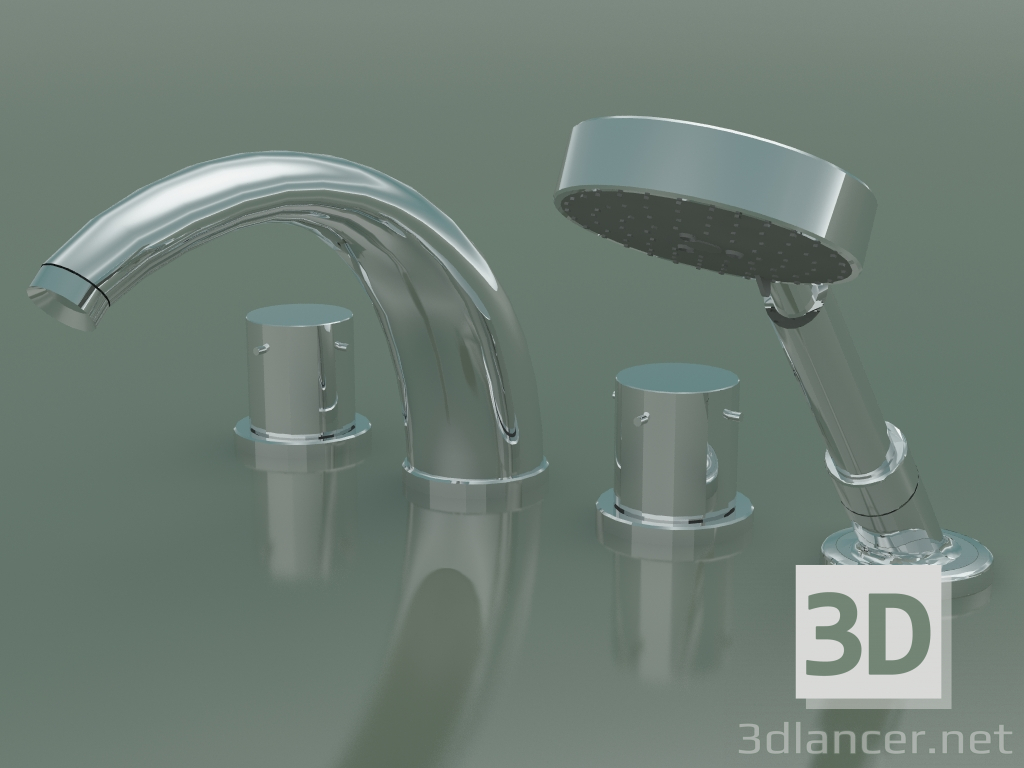 3d model Mezclador de bañera de 4 agujeros (10451000) - vista previa