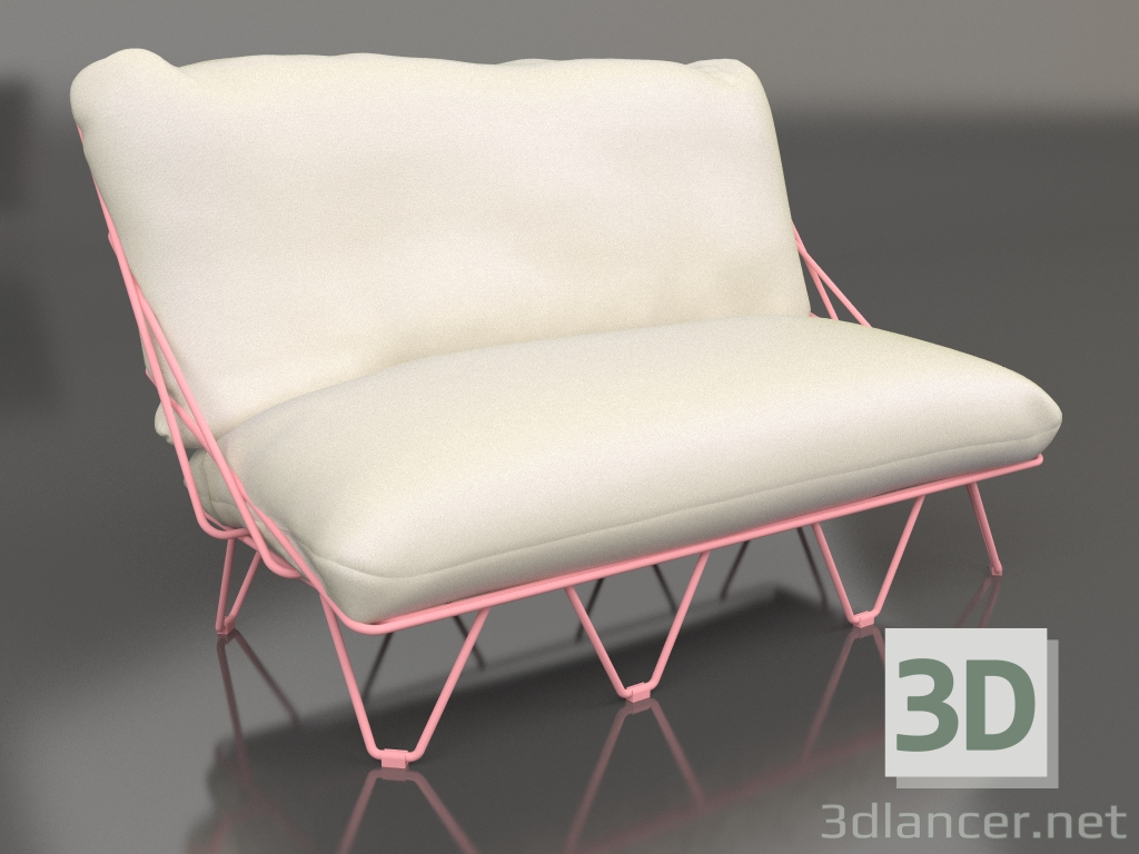 3d model 2-seater sofa (Pink) - preview