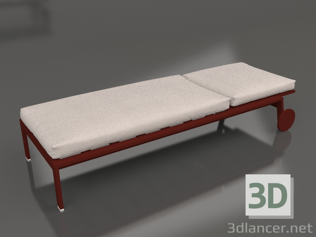 3d model Chaise longue con ruedas (Rojo vino) - vista previa