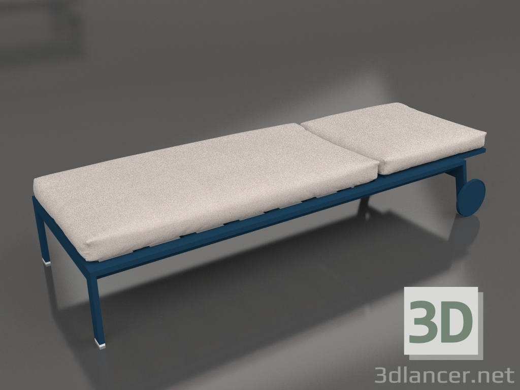 Modelo 3d Chaise longue com rodas (cinza azul) - preview