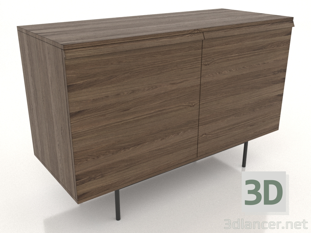 3d model Chest of drawers 5 METAL 1200x500x800 (lightened ash walnut) - preview