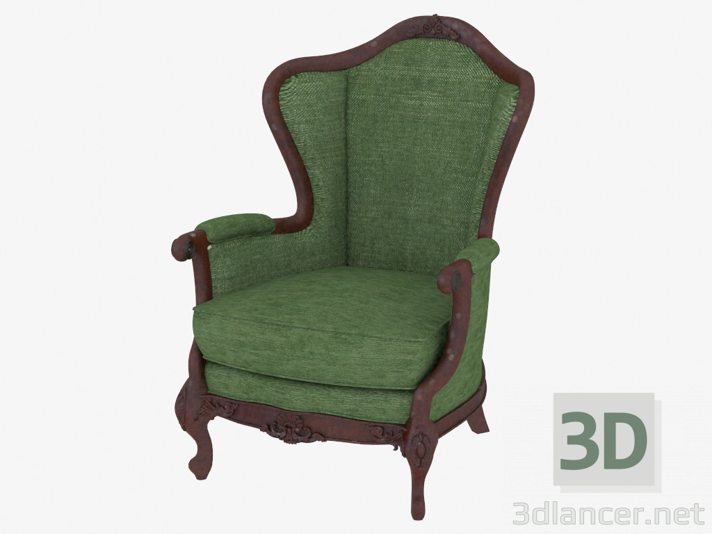 3d model Sillón de estilo clásico con tapicería de terciopelo - vista previa