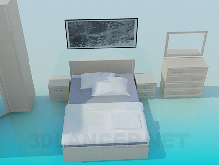 3d model Los muebles en el dormitorio - vista previa