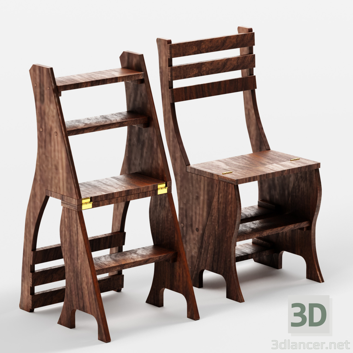 3d step chair model buy - render