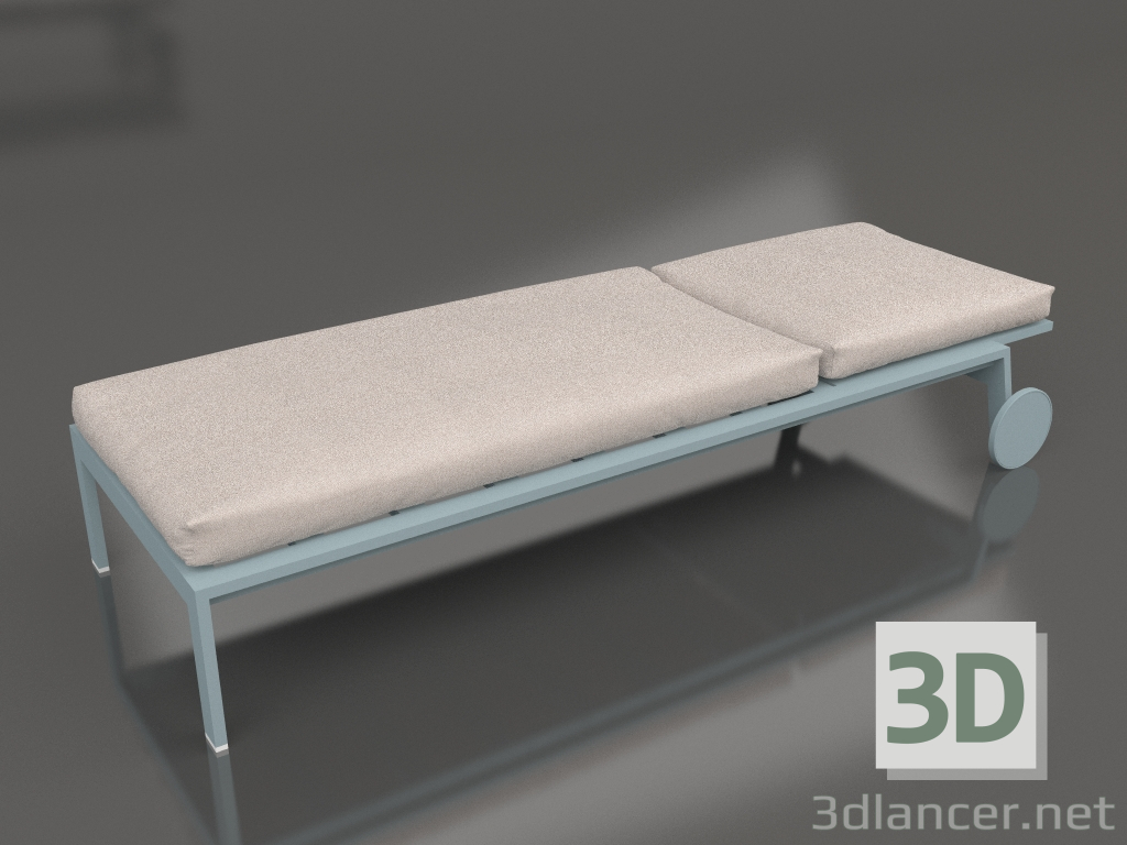 modello 3D Chaise longue con ruote (Grigio blu) - anteprima