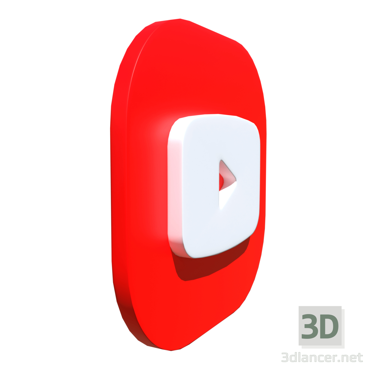 3d Логотип Youtube квадратний закруглений 2 модель купити - зображення