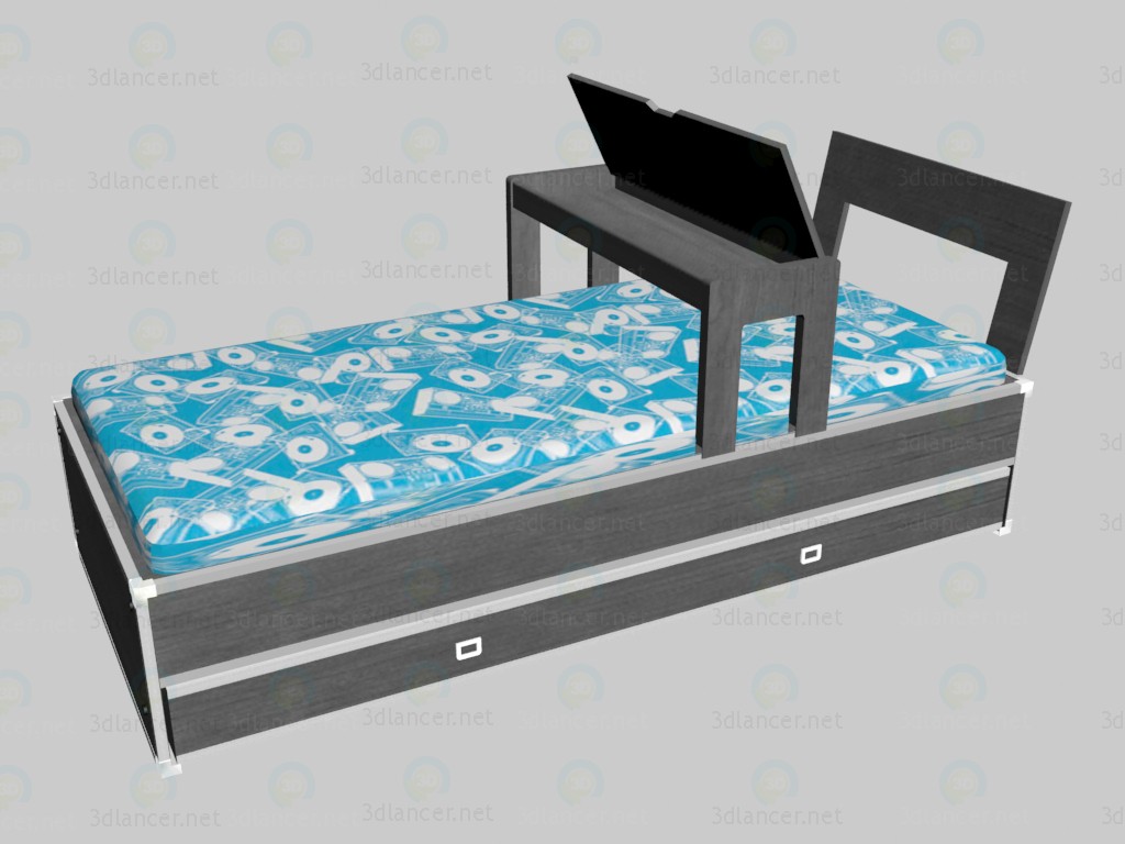 3d model Cama individual con extensiones - vista previa