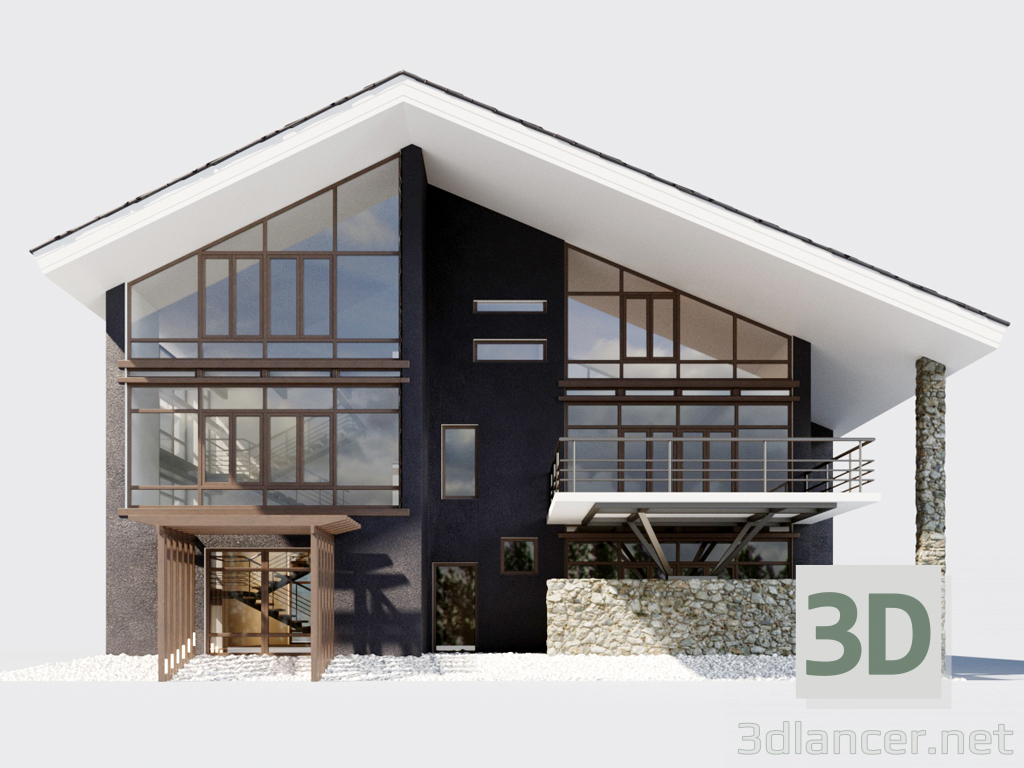 Villa con piscina 3D modelo Compro - render