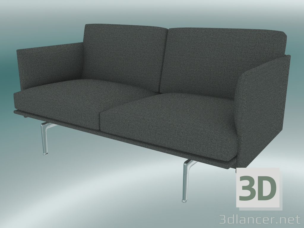 3D Modell Outline Studio Sofa (Remix 163, Aluminium poliert) - Vorschau