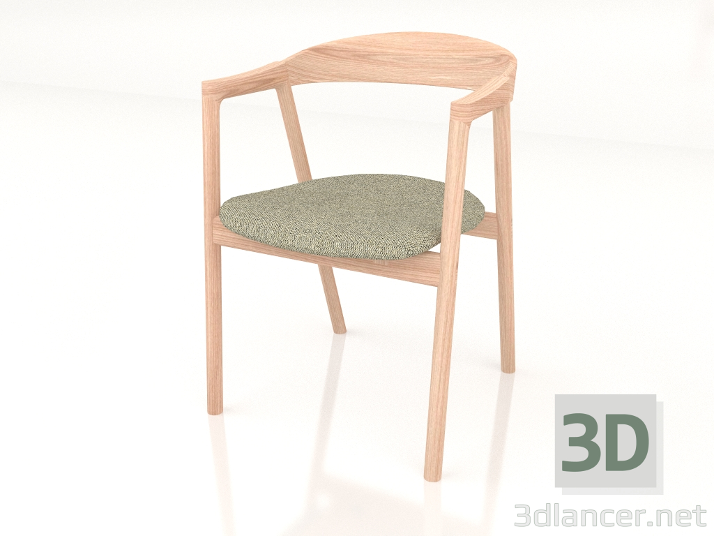 3d model Silla Muna tapizada en tela (claro) - vista previa