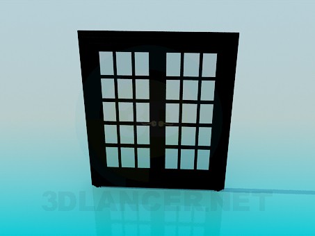 3d model Double door with glass - preview