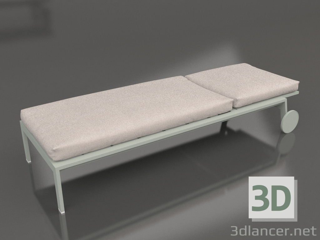 Modelo 3d Chaise longue com rodas (cinza cimento) - preview