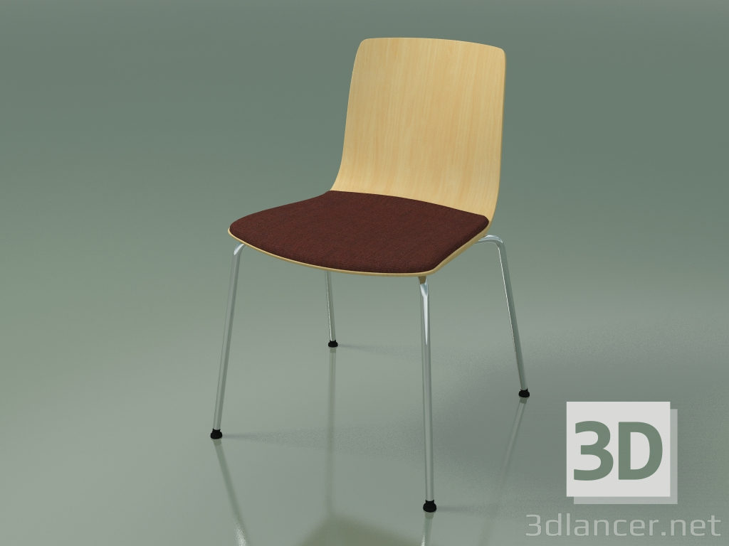 3D Modell Stuhl 3973 (4 Metallbeine, mit einem Kissen auf dem Sitz, natürliche Birke) - Vorschau