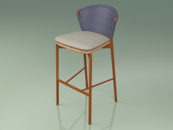 Tabouret de bar 050 (Bleu, Rouille Métallique, Teck)