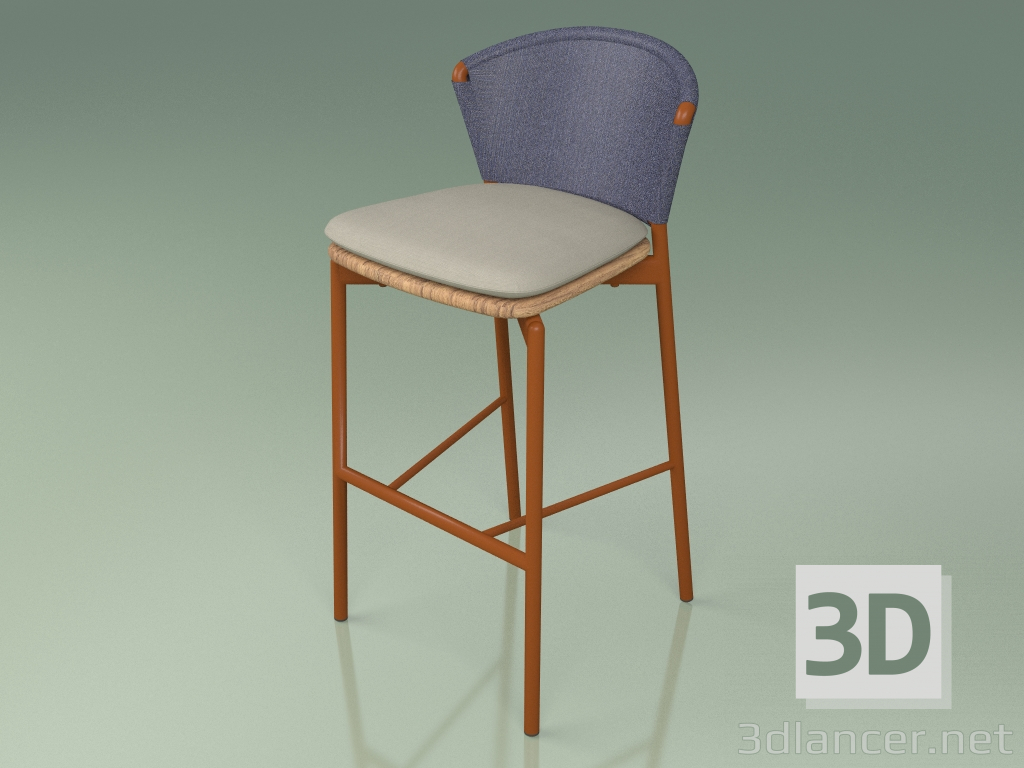 3d модель Стул барный 050 (Blue, Metal Rust, Teak) – превью