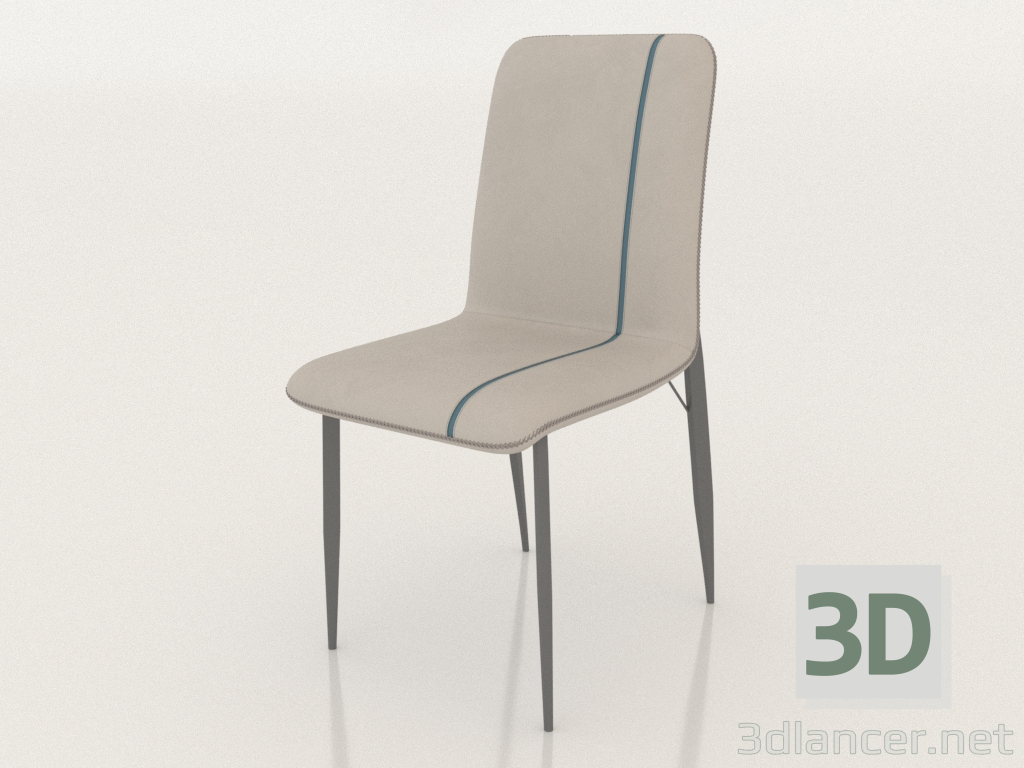 modèle 3D Chaise René (gris clair - noir) - preview