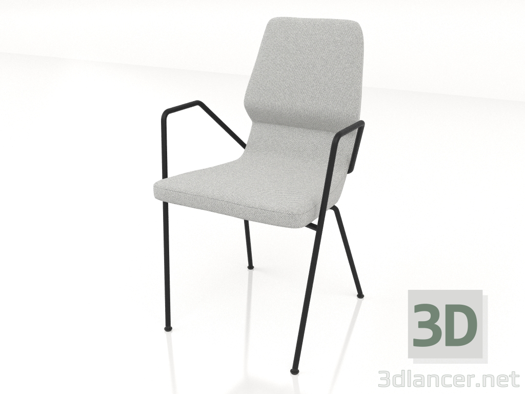 modèle 3D Chaise sur pieds métal D16 mm avec accoudoirs métal - preview