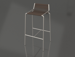 Tabouret de bar Noel H77 (Piètement Acier, Drisse Drapeau Laine Gris Foncé)