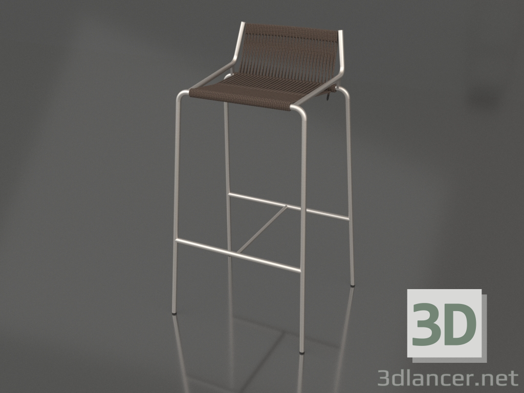 modello 3D Sgabello da bar Noel H77 (base in acciaio, lana Flag Halyard grigio scuro) - anteprima