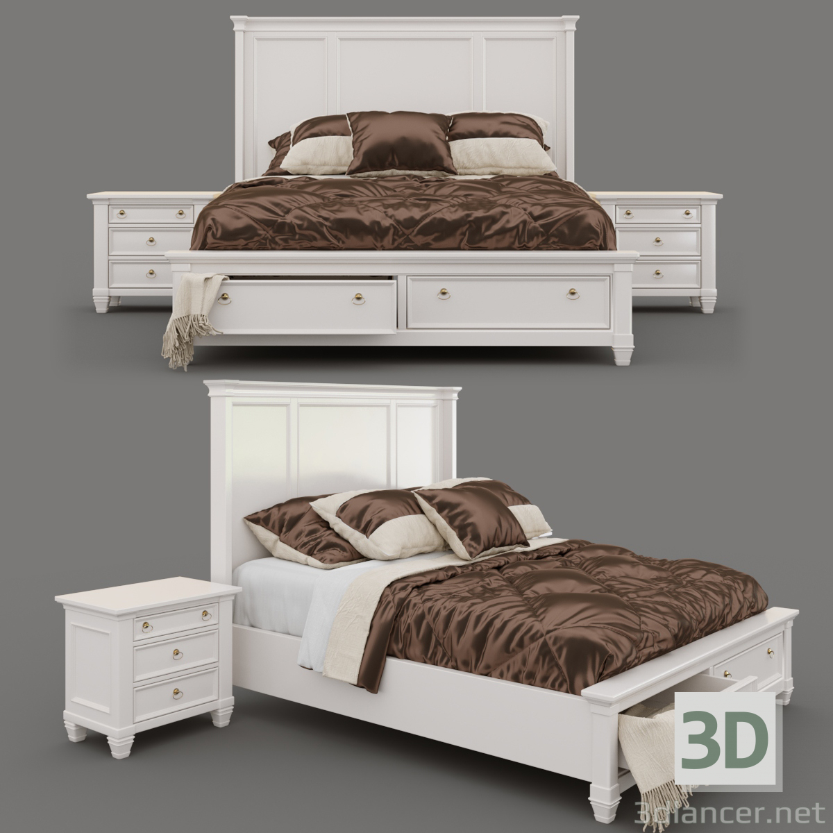 3d Bed Prentice model buy - render