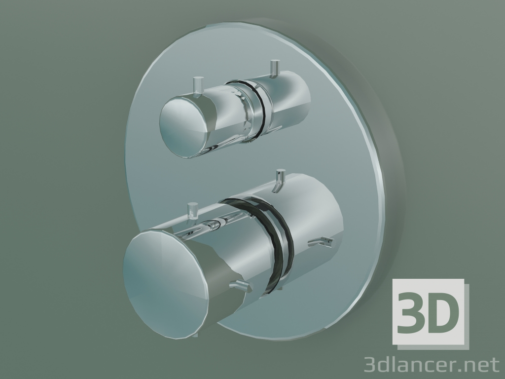 3d model Concealed thermostat with shut-off valve (10700000) - preview