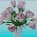 3D Modell Vase mit rosa Rosen - Vorschau