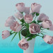 3D Modell Vase mit rosa Rosen - Vorschau