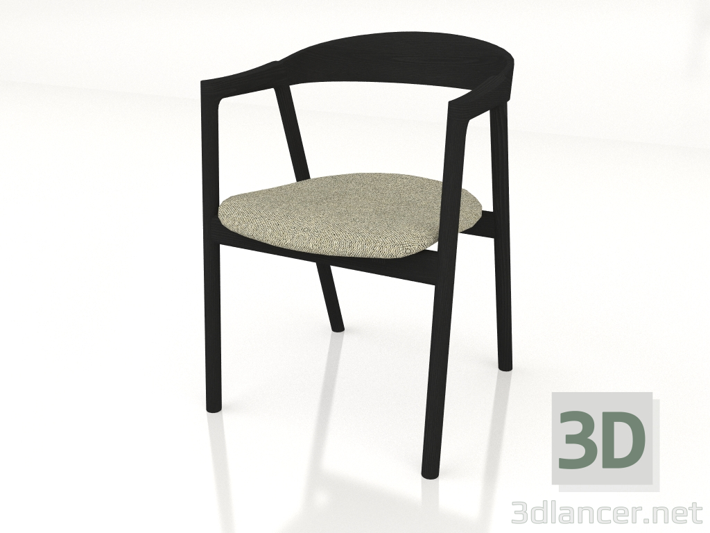 3d model Silla Muna tapizada en tela (oscura) - vista previa