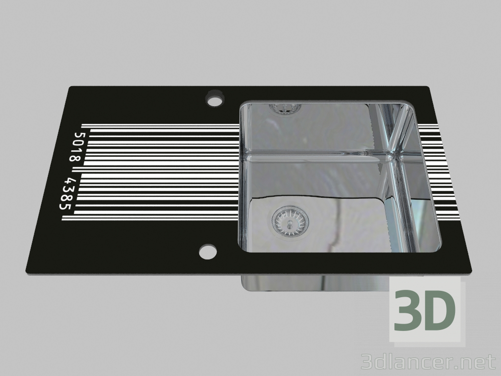 3D Modell Waschen Glas-Stahl, 1 Kammer mit einem Flügel zum Trocknen - der Rand eines runden Pallas (ZSP 0D1C) - Vorschau