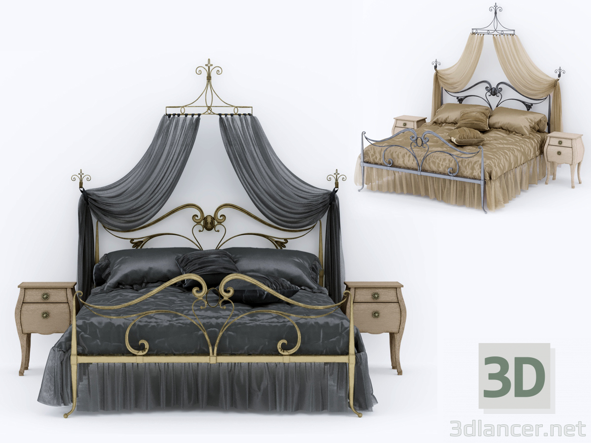 3d Art Nouveau Style Bed model buy - render