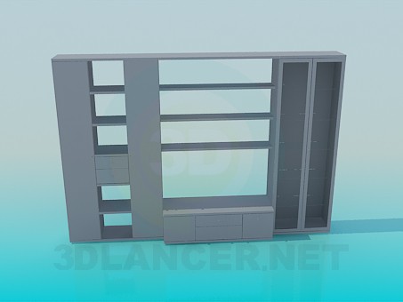 modèle 3D Armoire avec étagères ouvertes - preview