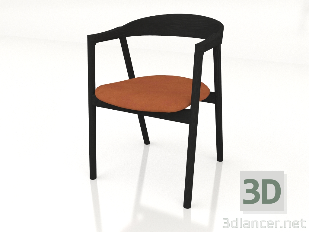 3d model Silla Muna con tapizado en cuero (oscuro) - vista previa