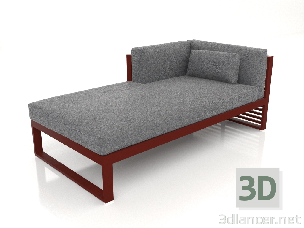 3D Modell Modulares Sofa, Abschnitt 2 links (Weinrot) - Vorschau