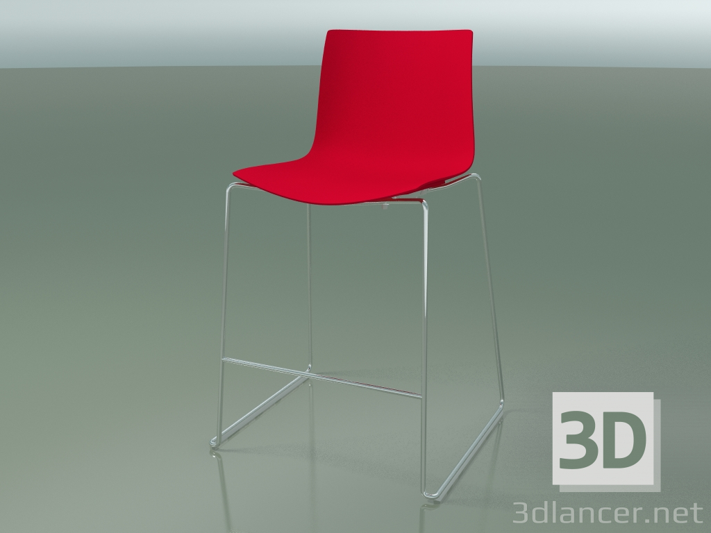 modello 3D Sedia da bar 0474 (su slitta, polipropilene PO00104) - anteprima