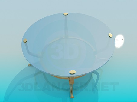 3d model Glass table with golden legs - preview