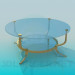 3d model Glass table with golden legs - preview