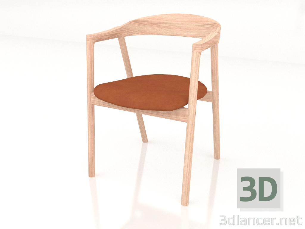 3d model Silla Muna tapizada en piel (clara) - vista previa