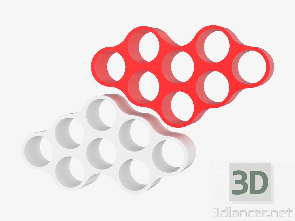 Modelo 3d Prateleira de parede (vermelho e branco) Nuvem - preview