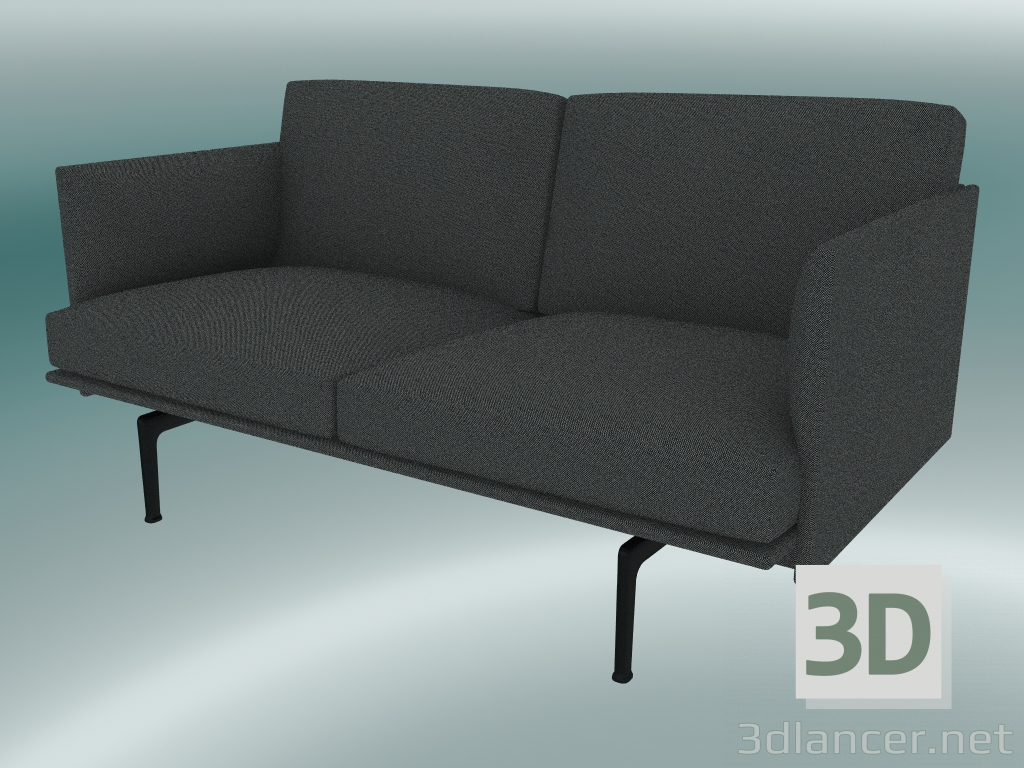 3D Modell Studio Sofa Outline (Hallingdal 166, Schwarz) - Vorschau